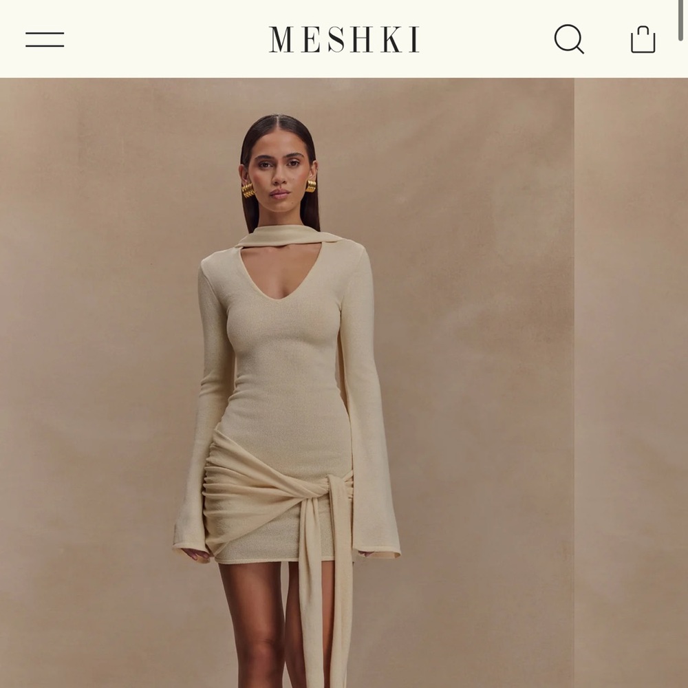Meshki Cream Long Sleeve Dress